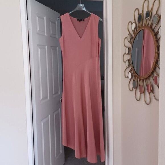 Theory 90s V-Neck Maxi Dress Dusty Carnation Size 4 Excellent Condition - Picture 3 of 12
